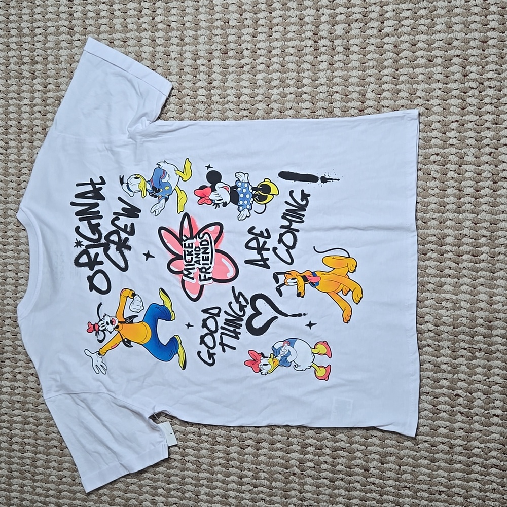 Disney Mickey Mouse Short Sleeve Shirt Large Stitched Art 11 - 13 Shirt Top